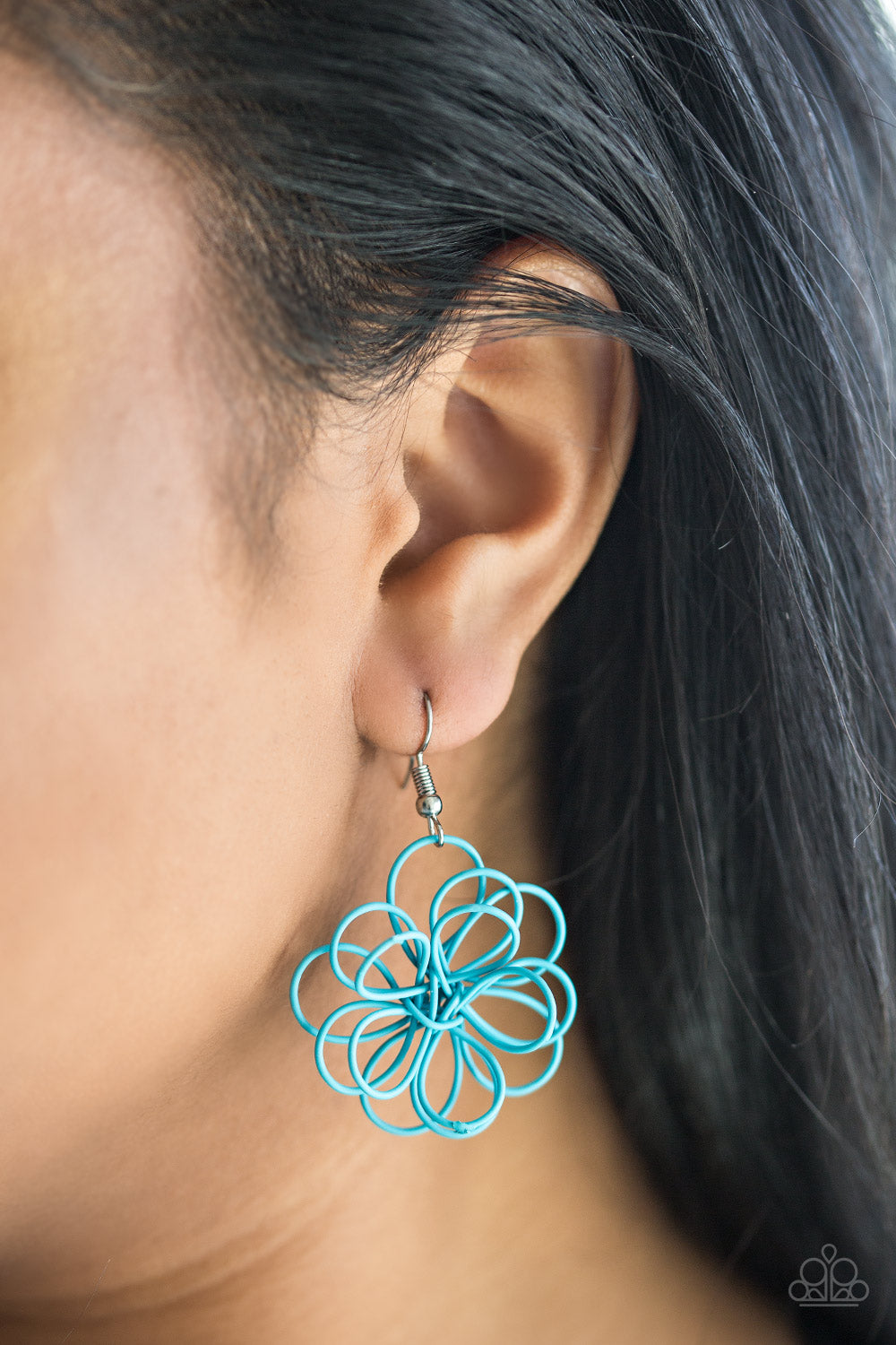 Floral serenity blue earring paparazzi sale