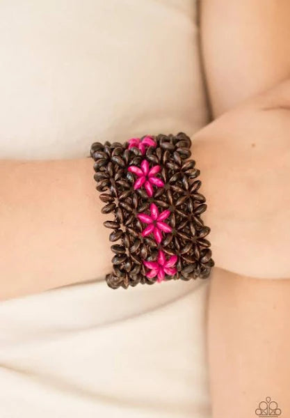 Bahama Babe - Pink wood bracelet