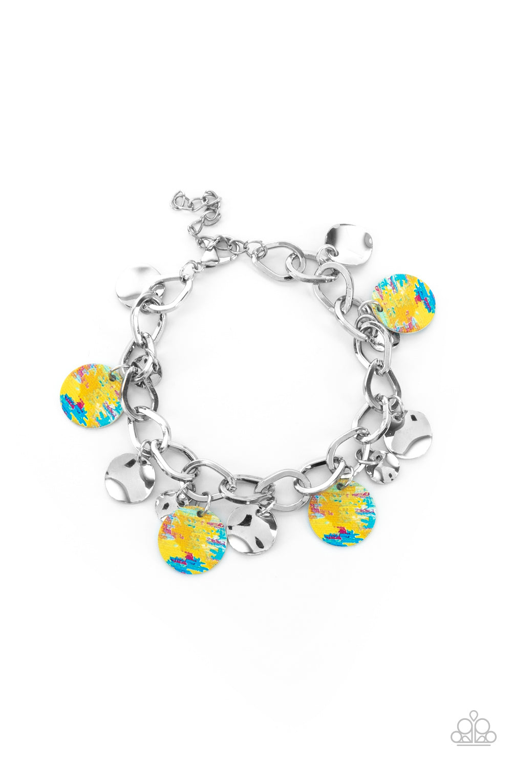 Tie Dye Drama - Yellow/Multicolor necklace w/ matching bracelet