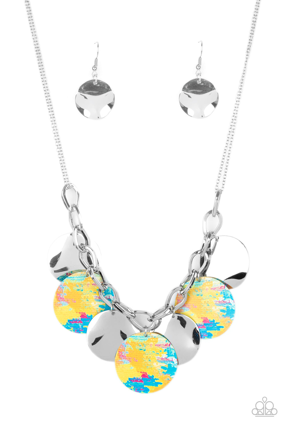 Tie Dye Drama - Yellow/Multicolor necklace w/ matching bracelet