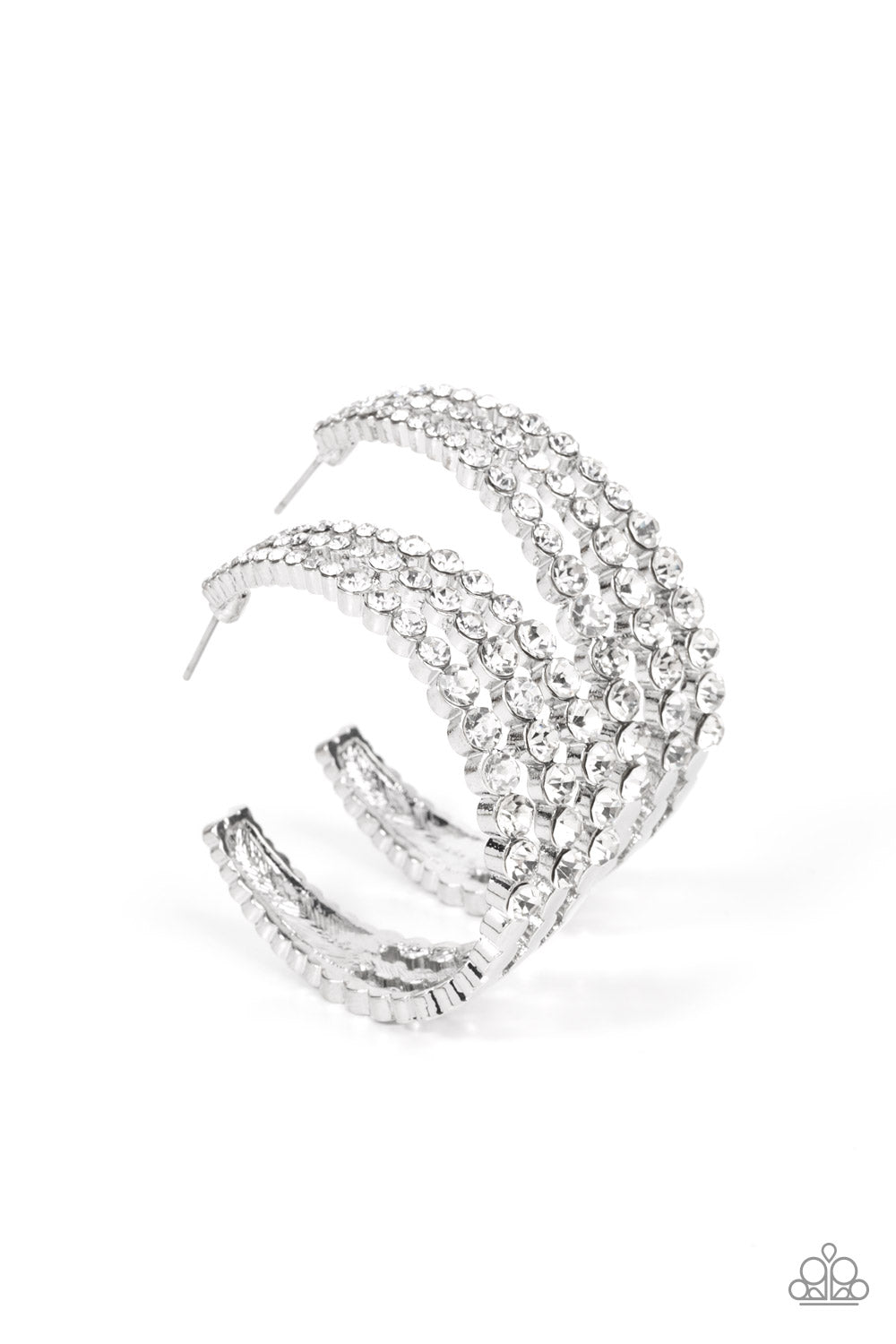 Cosmopolitan Cool - White rhinestones hoop earrings