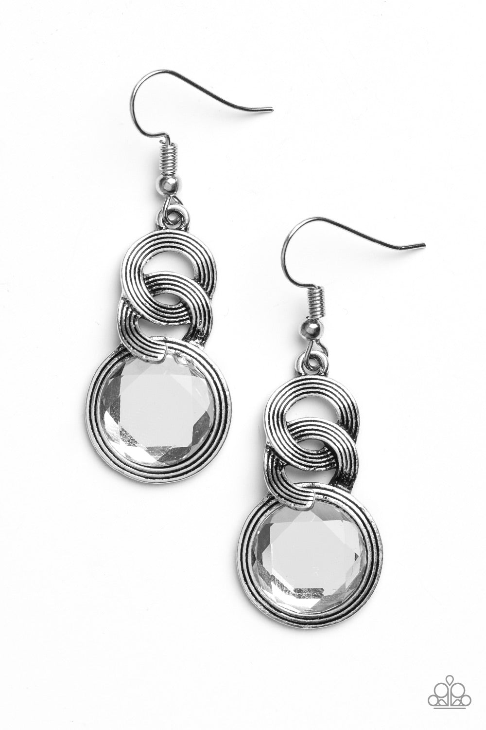 Be GLAM Enough! - White gem/silver earrings