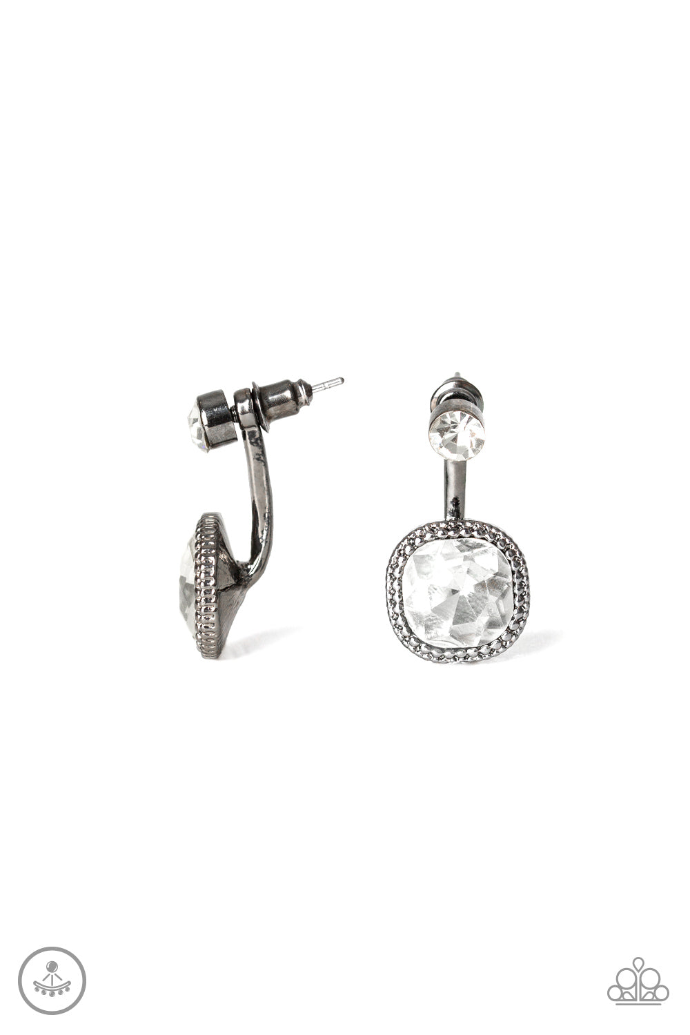Celebrity Cache - Black/Gunmetal double sided post earrings