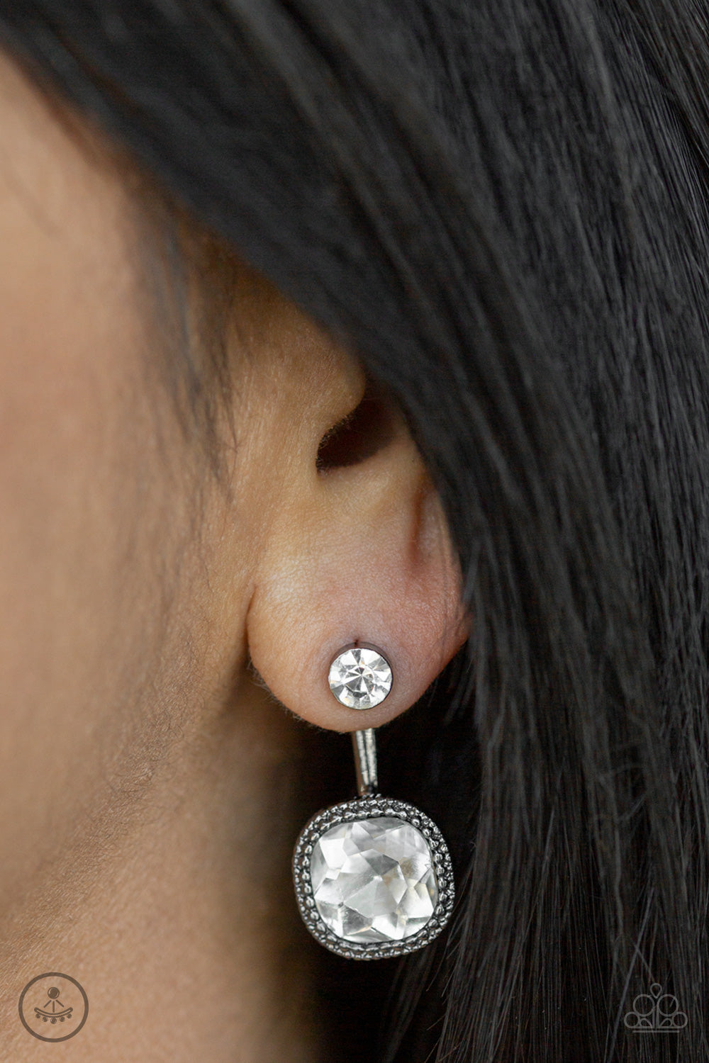 Celebrity Cache - Black/Gunmetal double sided post earrings