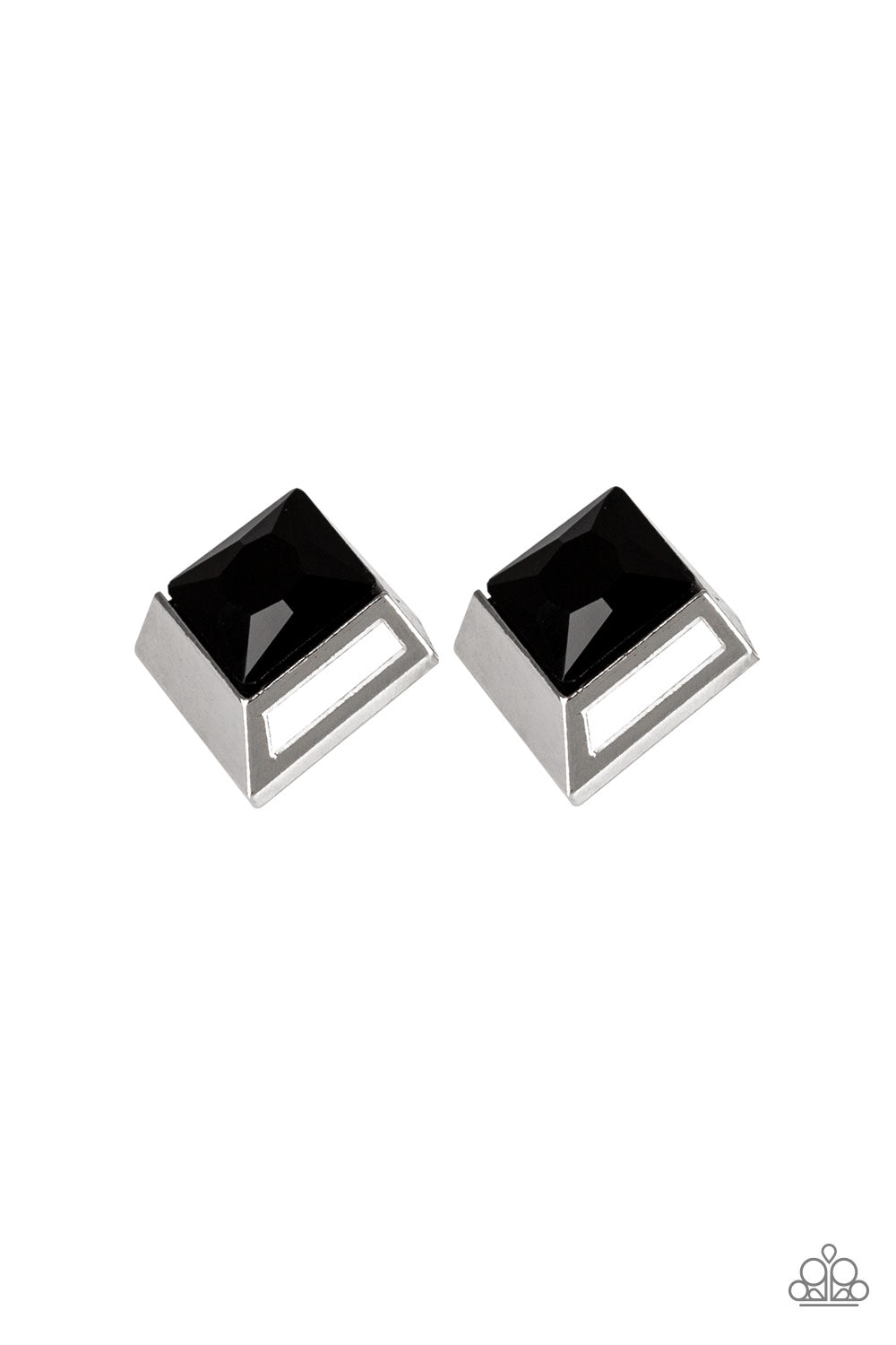 Stellar Square - Black post earrings