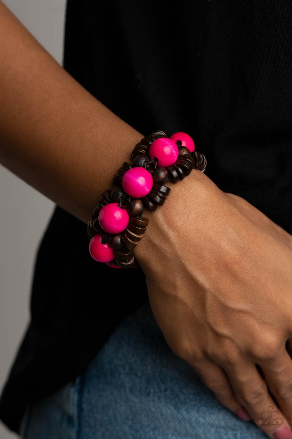 Tropical Temptations - Pink wood bracelet