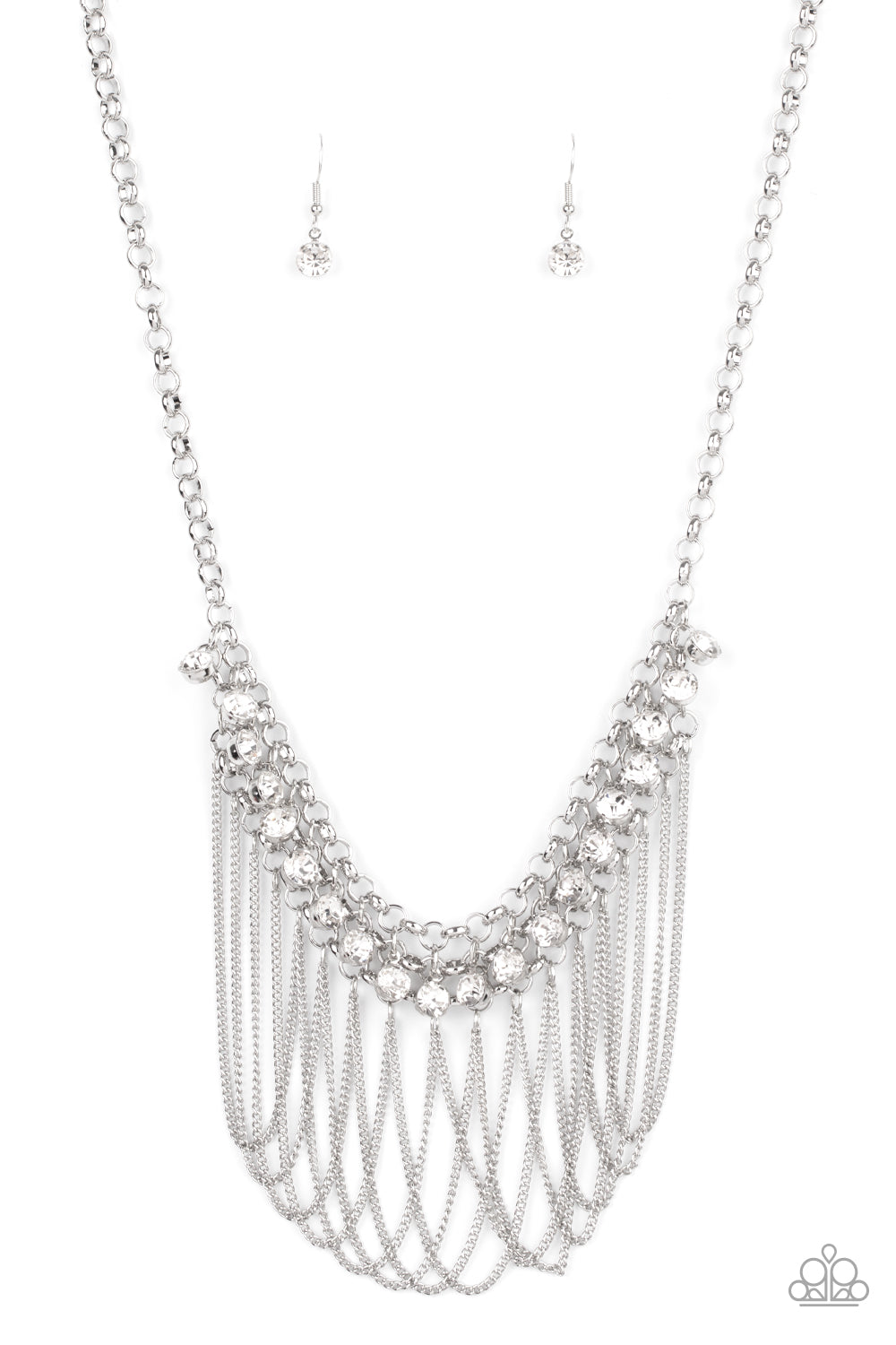 Flaunt Your Fringe - White gems necklace