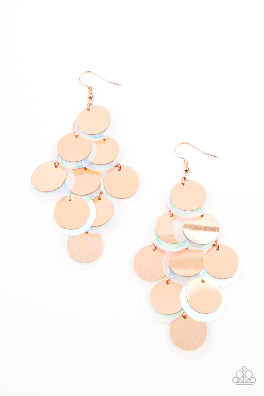 Sequin Seeker - Copper iridescent sequin earrings