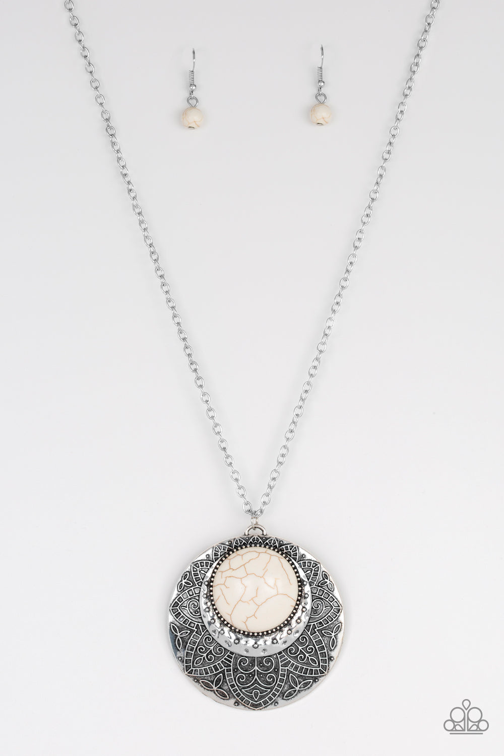 Medallion Meadow - White stone necklace