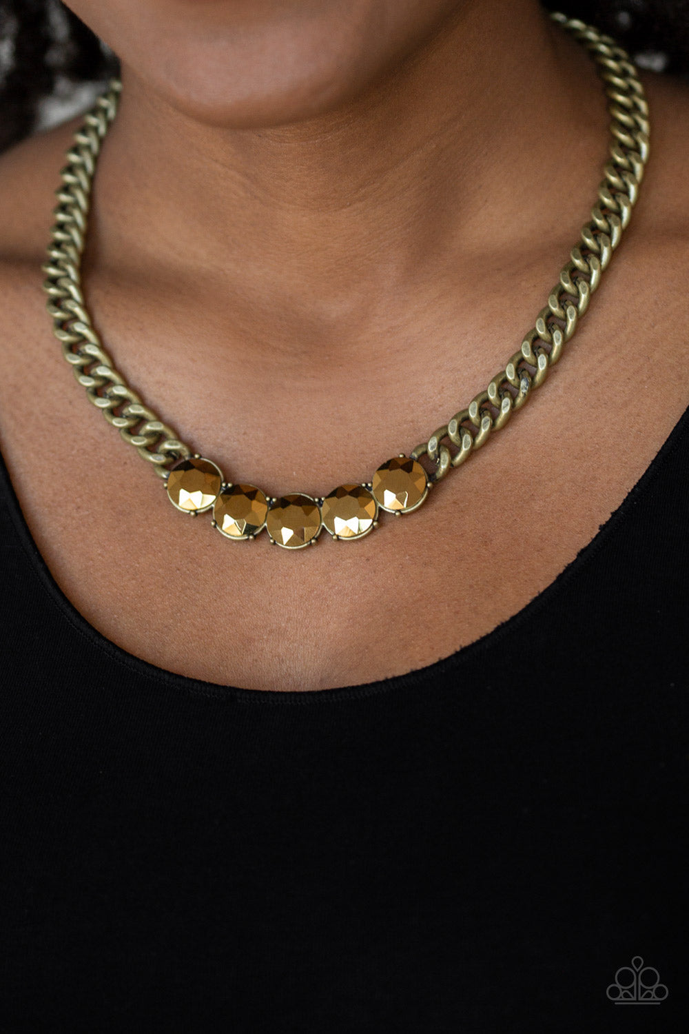 Rhinestone Renegade - Brass necklace