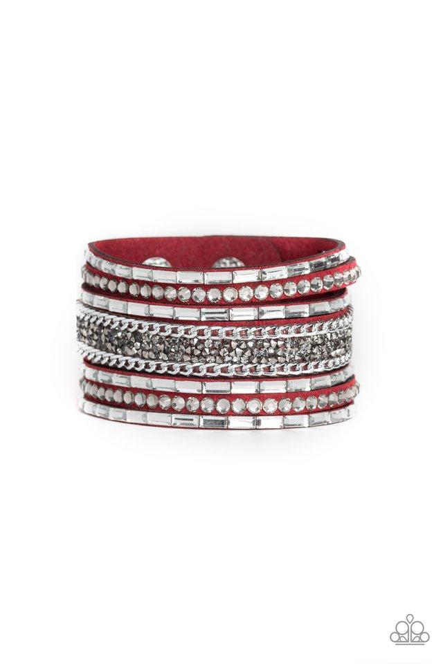 Rhinestone Rumble - Red wrap bracelet